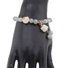 Bratara pe elastic cu Cuart gri sfere 8mm si charm Maneki Neko, imagine 2