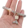 Bratara pe elastic cu Cuart gri sfere 8mm si charm Maneki Neko, imagine 3