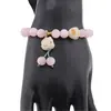 Bratara pe elastic cu Cuart roz sfere 8mm si charm Maneki Neko, imagine 2