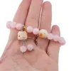 Bratara pe elastic cu Cuart roz sfere 8mm si charm Maneki Neko, imagine 3