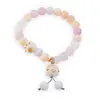 Bratara pe elastic cu Mix cuarturi sfere 8mm si charm Maneki Neko