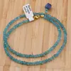 Colier Apatit discuri fatetate 4mm si pandantiv Lapis lazuli cub fatetat 7-8mm, imagine 2
