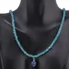 Colier Apatit discuri fatetate 4mm si pandantiv Lapis lazuli cub fatetat 7-8mm, imagine 3