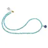 Colier Apatit discuri fatetate 4mm si pandantiv Lapis lazuli cub fatetat 7-8mm