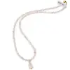 Colier Cuart roz discuri fatetate 5mm si pandantiv cub fatetat 7-8mm
