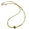 Colier Granat verde discuri fatetate 3mm si cub fatetat 6-7mm