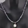 Colier Iolith, Granat si Piatra Lunii discuri fatetate 3-4mm si pandantiv Piatra Lunii cub fatetat 8-9mm, imagine 2
