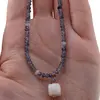 Colier Iolith, Granat si Piatra Lunii discuri fatetate 3-4mm si pandantiv Piatra Lunii cub fatetat 8-9mm, imagine 3