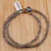 Colier Labradorit discuri fatetate 4mm si cub fatetat 8mm, imagine 2