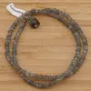Colier Labradorit discuri fatetate 4mm si pandantiv cub fatetat 8mm, imagine 2