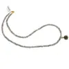 Colier Labradorit discuri fatetate 4mm si pandantiv cub fatetat 8mm