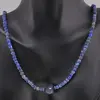 Colier Lapis lazuli discuri fatetate 4mm si cub fatetat 8-9mm, imagine 2