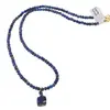 Colier Lapis lazuli discuri fatetate 4mm si pandantiv cub fatetat 8-9mm