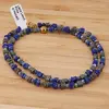 Colier Lapis Lazuli sfere si patratele 3-4mm cu Pirita patratele si sfera fatetata din Hematit auriu 6mm, imagine 2