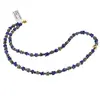 Colier Lapis Lazuli sfere si patratele 3-4mm cu Pirita patratele si sfera fatetata din Hematit auriu 6mm