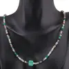 Colier Mix de cristale discuri fatetate 3-4mm si cub fatetat Onix verde 8mm, imagine 3