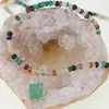 Colier Mix de cristale discuri fatetate 3-4mm si pandantiv cub fatetat Onix verde 8mm, imagine 2