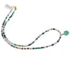 Colier Mix de cristale discuri fatetate 3-4mm si pandantiv cub fatetat Onix verde 8mm