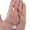 Colier Mix Piatra Lunii discuri fatetate 4mm si pandantiv cub fatetat 9-10mm, imagine 3