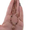 Colier Mix Piatra lunii piersica si gri discuri fatetate 4mm cu pandantiv cub fatetat 8mm, imagine 3