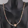Colier Mix Piatra lunii piersica si gri discuri fatetate 4mm si cub fatetat 8mm, imagine 2