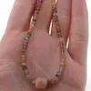 Colier Mix Piatra lunii piersica si gri discuri fatetate 4mm si cub fatetat 8mm, imagine 3