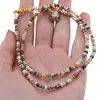 Colier Opal dendritic discuri fatetate 4mm si pandantiv cub fatetat 8mm, imagine 4