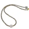 Colier Piatra Lunii gri discuri fatetate 4mm si Piatra Lunii alba cub fatetat 9-10mm