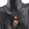 Colier reglabil / Suport pentru cristal rulat, maro inchis, imagine 4