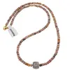 Colier Rodocrozit discuri fatetate 4mm si cub fatetat 7-9mm
