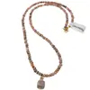 Colier Rodocrozit discuri fatetate 4mm si pandantiv cub fatetat 7-9mm