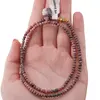 Colier Rodonit A+ discuri fatetate 3mm si pandantiv cub fatetat 8-9mm, imagine 4