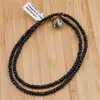 Colier Turmalina neagra discuri fatetate 3mm si pandantiv Jasp dalmatian cub fatetat 8-9mm, imagine 2