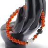 Bratara Carneol sfere 6mm, Larvikit 8mm si steluta din Sidef 10mm cu bumbi aurii, imagine 2