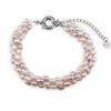 Bratara handmade cu Perle de cultura albe si roz, 5-6mm