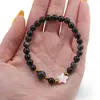 Bratara Obsidian auriu sfere 6mm, Larvikit 8mm si steluta din Sidef 10mm cu bumbi aurii, imagine 3