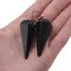Cercei cu agatatoare Obsidian negru forma pendul, imagine 3