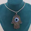 Colier Feng Shui cu pandantiv Hamsa gravata cu Ochi protector, 6,5cm, imagine 2