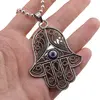 Colier Feng Shui cu pandantiv Hamsa si ochi protector, 6cm, imagine 3