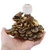 Statueta Feng Shui Bivol cu broaste raioase si sfera din rasina, 11cm, imagine 3