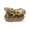 Statueta Feng Shui Bivol mediu asezat pe monede din rasina, 4cm, imagine 2
