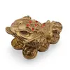 Statueta Feng Shui Broasca raioasa cu trei picioare din alama, 12,5cm, imagine 2