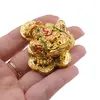 Statueta Feng Shui Broasca testoasa cu trei picioare aurie din rasina, 5cm, imagine 3