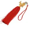Amuleta breloc Feng Shui Dragon portocaliu model 1 cu pietre semipretioase si ciucure rosu, imagine 2
