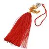 Amuleta breloc Feng Shui Dragon portocaliu model 1 cu pietre semipretioase si ciucure rosu