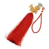 Amuleta breloc Feng Shui Dragon rosu model 1 cu pietre semipretioase si ciucure rosu, imagine 2