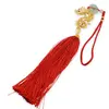 Amuleta breloc Feng Shui Dragon rosu model 2 cu pietre semipretioase si ciucure rosu, imagine 2