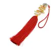 Amuleta breloc Feng Shui Dragon rosu model 3 cu pietre semipretioase si ciucure rosu, imagine 2