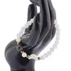 Bratara Cristal de stanca sfere 6mm, Larvikit 8mm si luna din Sidef 12mm cu bumbi aurii, imagine 2