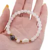 Bratara Cristal de stanca sfere 6mm, Larvikit 8mm si luna din Sidef 12mm cu bumbi aurii, imagine 3